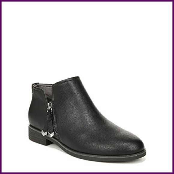 Wide Width Ankle Booties with Side Zipper, 1 Inch Block Heel, Size 11 - Picture 2 of 8